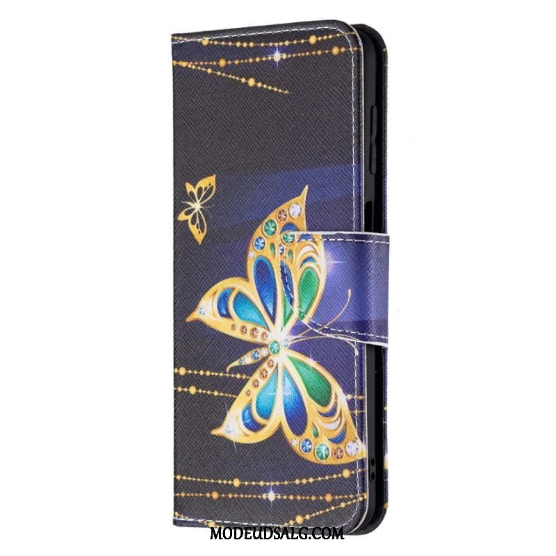 Flip Cover Samsung Galaxy M32 Gyldne Sommerfugle