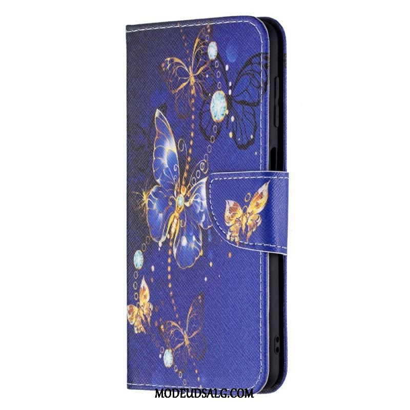 Flip Cover Samsung Galaxy M32 Gyldne Sommerfugle