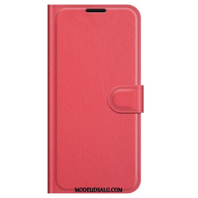 Flip Cover Samsung Galaxy M32 Klassisk Litchi-lædereffekt