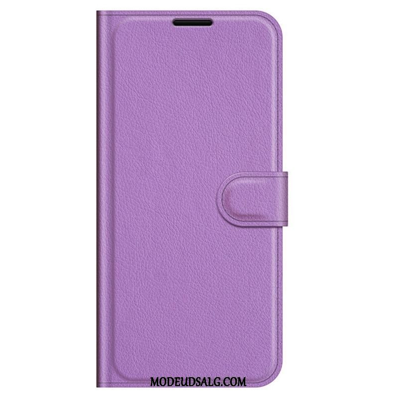 Flip Cover Samsung Galaxy M32 Klassisk Litchi-lædereffekt