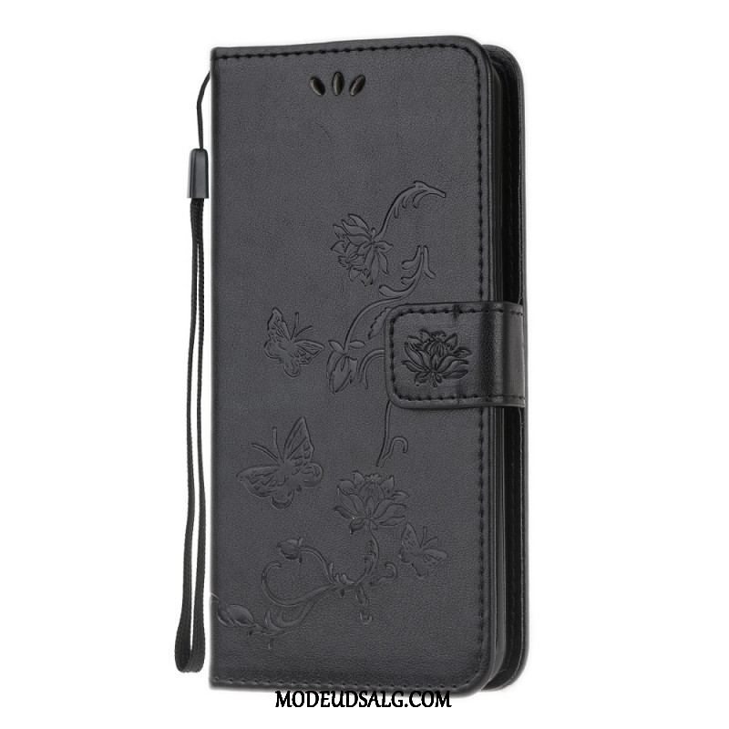 Flip Cover Samsung Galaxy M32 Med Snor Rem Blomster