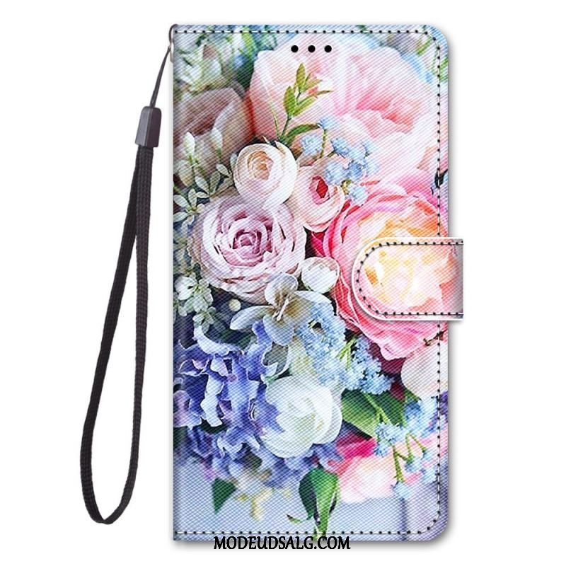 Flip Cover Samsung Galaxy M53 5G Blomster Med Snor