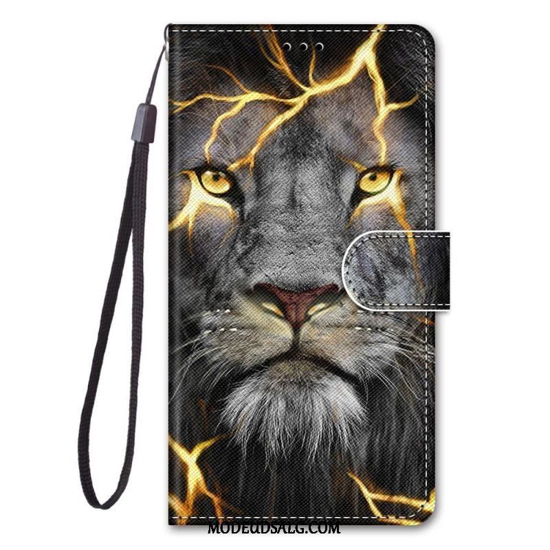 Flip Cover Samsung Galaxy M53 5G Med Snor Feline On Fire Med Strop