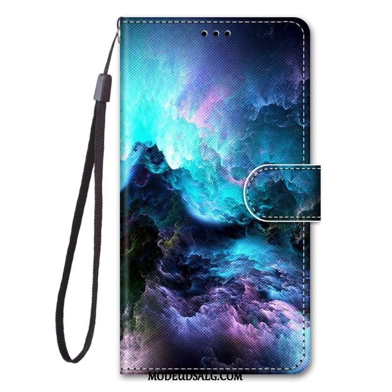 Flip Cover Samsung Galaxy M53 5G Med Snor Lanyard Landskab