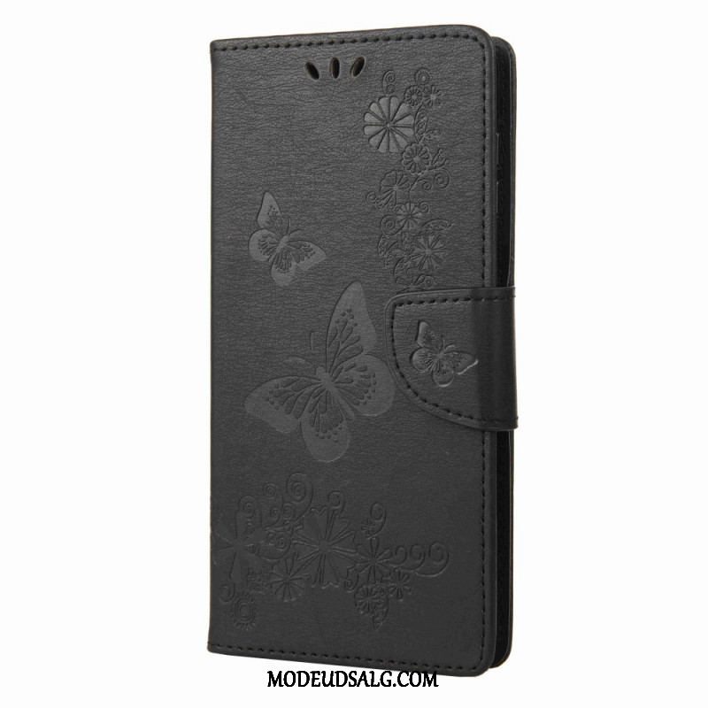 Flip Cover Samsung Galaxy M53 5G Med Snor Strappy Butterflies Design