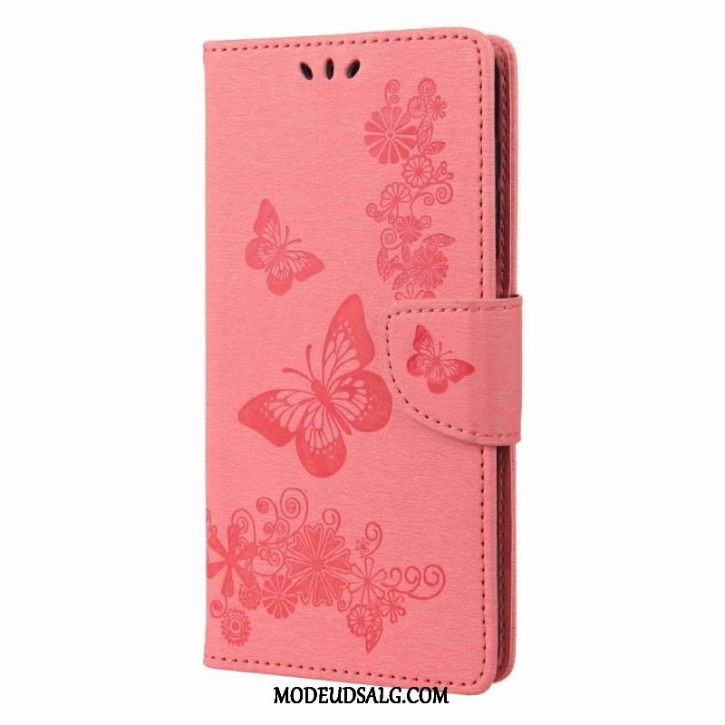 Flip Cover Samsung Galaxy M53 5G Med Snor Strappy Butterflies Design