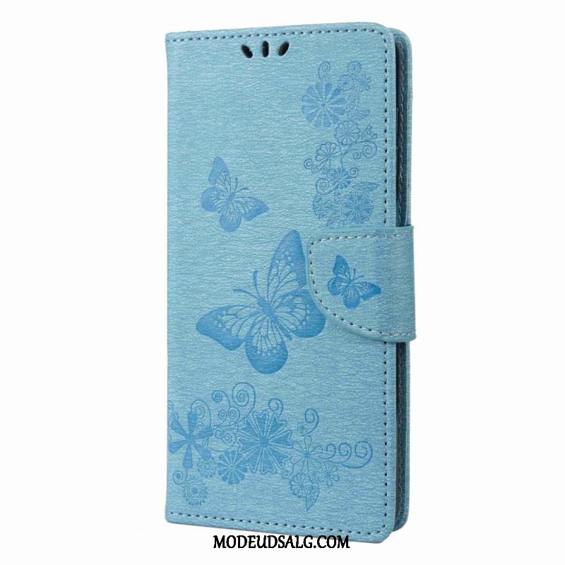 Flip Cover Samsung Galaxy M53 5G Med Snor Strappy Butterflies Design