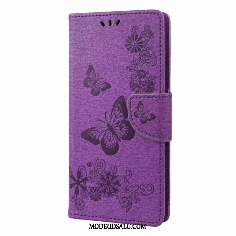 Flip Cover Samsung Galaxy M53 5G Med Snor Strappy Butterflies Design