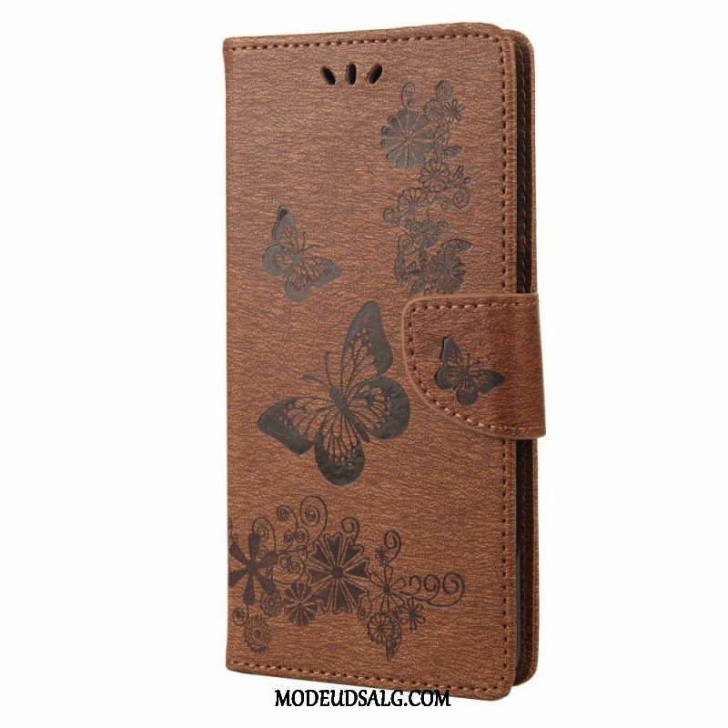 Flip Cover Samsung Galaxy M53 5G Med Snor Strappy Butterflies Design