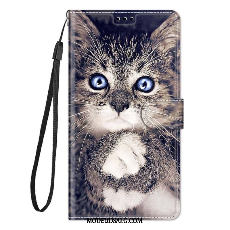 Flip Cover Samsung Galaxy M53 5G Med Snor Thong Cat Fan