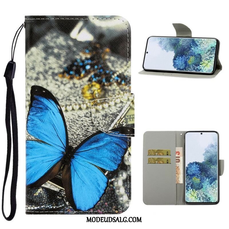 Flip Cover Samsung Galaxy S21 5G Med Snor Variationer Af Sommerfuglesrem