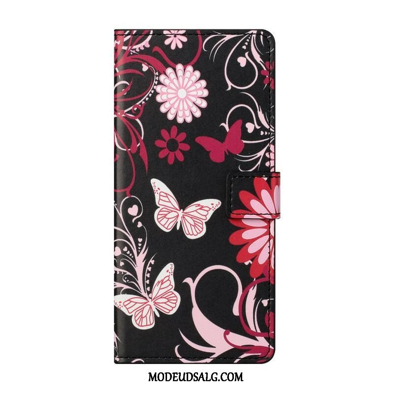 Flip Cover Samsung Galaxy S21 5G Sommerfugle Og Blomster