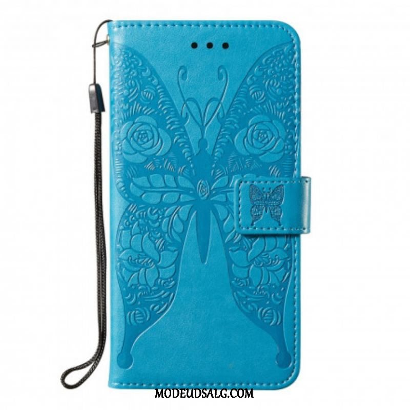 Flip Cover Samsung Galaxy S21 5G Sommerfugleblomst Mønster