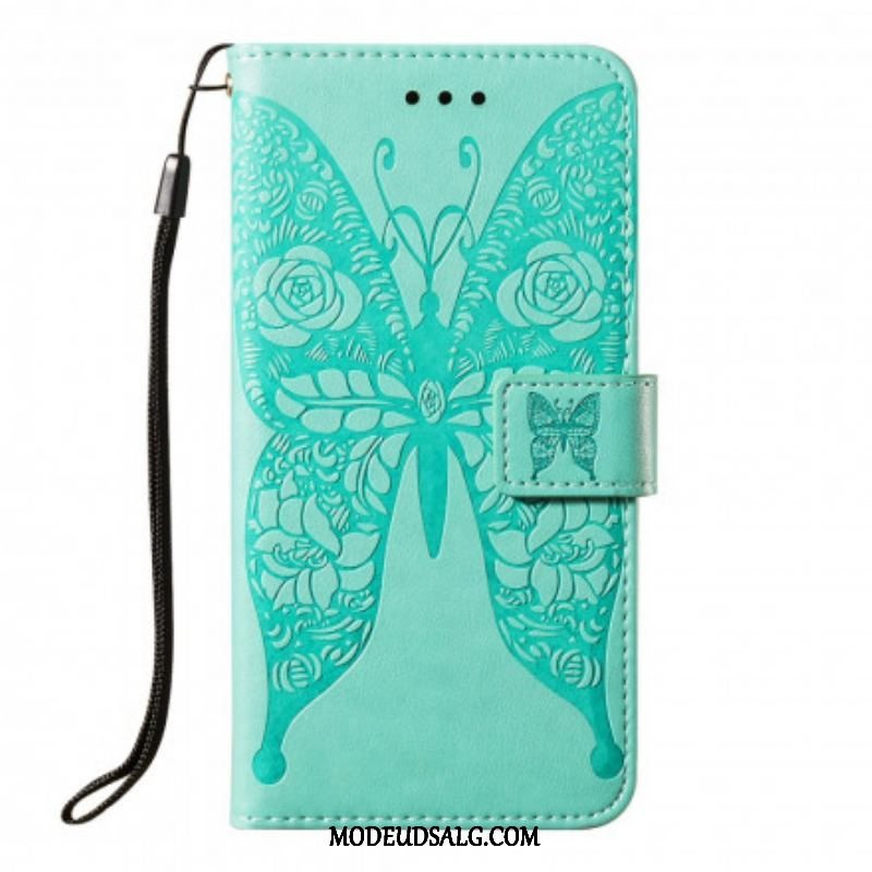 Flip Cover Samsung Galaxy S21 5G Sommerfugleblomst Mønster