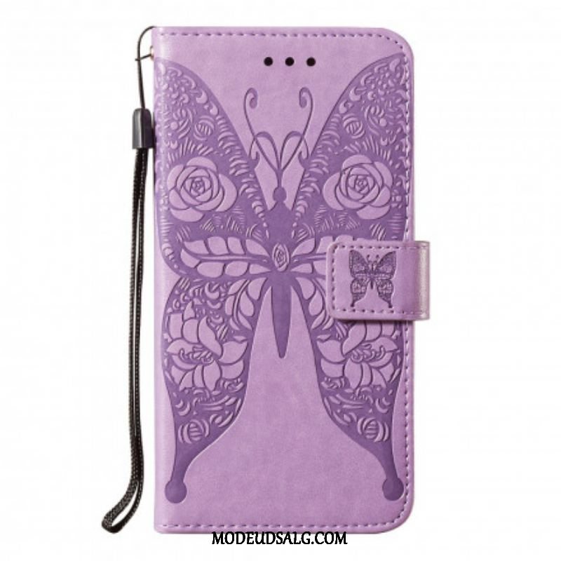 Flip Cover Samsung Galaxy S21 5G Sommerfugleblomst Mønster