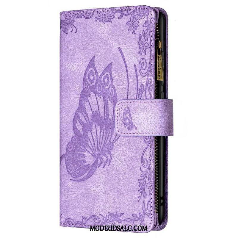 Flip Cover Samsung Galaxy S21 FE Butterfly Barok Lynlåslomme