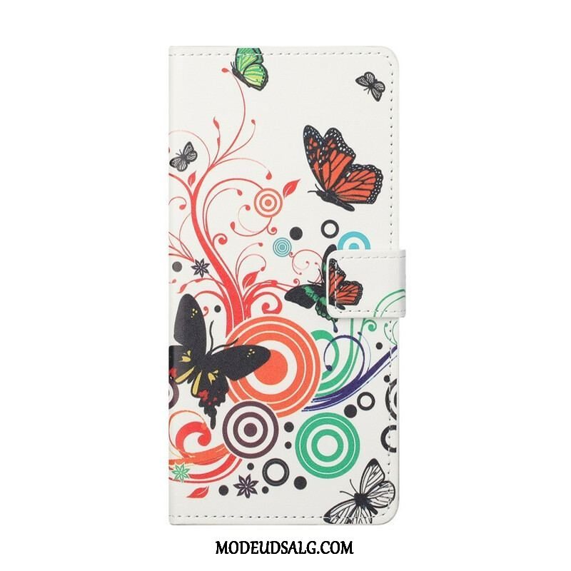 Flip Cover Samsung Galaxy S21 FE Sommerfugle Og Blomster