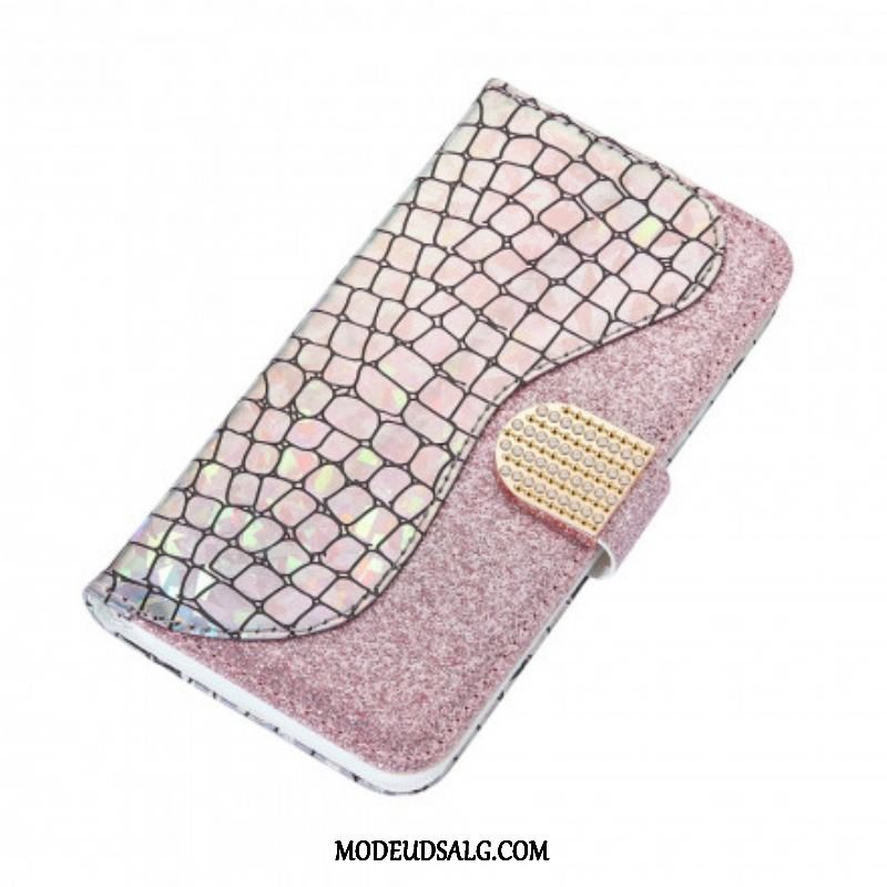 Flip Cover Samsung Galaxy S21 Ultra 5G Krokodille Diamanter