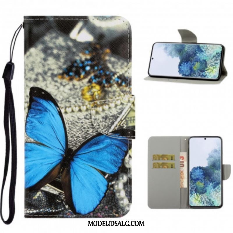 Flip Cover Samsung Galaxy S21 Ultra 5G Med Snor Variationer Af Sommerfuglesrem