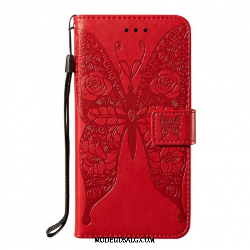 Flip Cover Samsung Galaxy S21 Ultra 5G Sommerfugle Blomstermønster