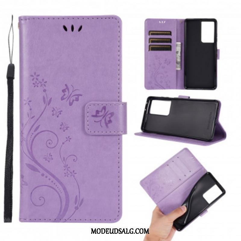 Flip Cover Samsung Galaxy S21 Ultra 5G Sommerfugle I Vinden