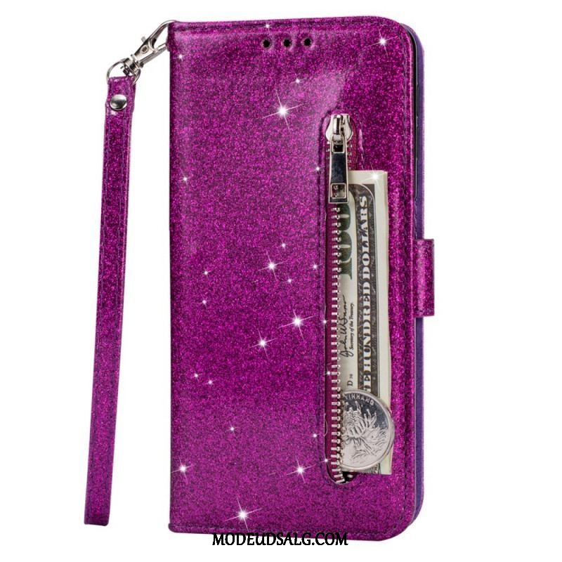 Flip Cover Samsung Galaxy S22 5G Glitter Møntpung