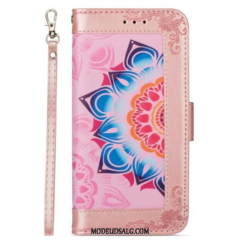 Flip Cover Samsung Galaxy S22 5G Med Snor Strappy Mandala Dekoration