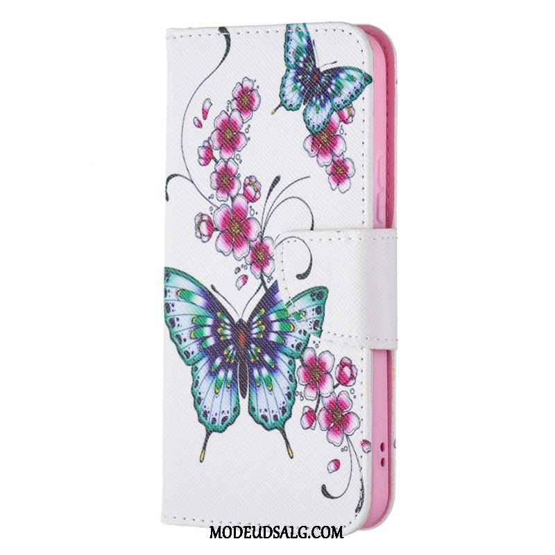 Flip Cover Samsung Galaxy S22 5G Sommerfugle Konger