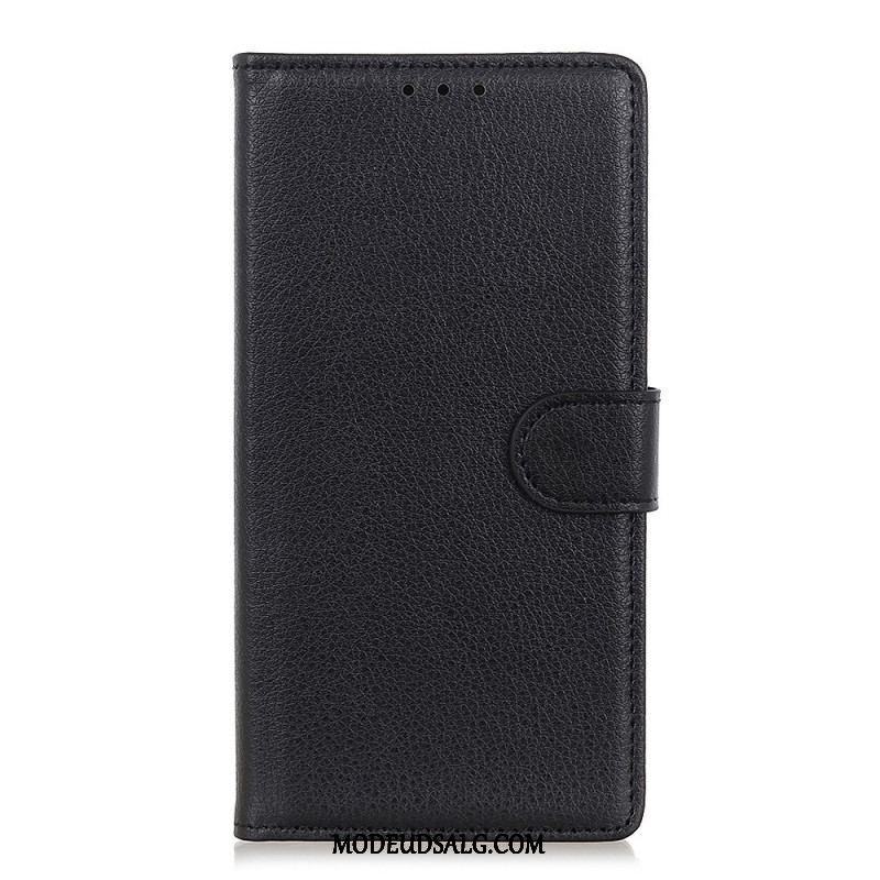 Flip Cover Samsung Galaxy S22 5G Traditionelt Litchi Læder