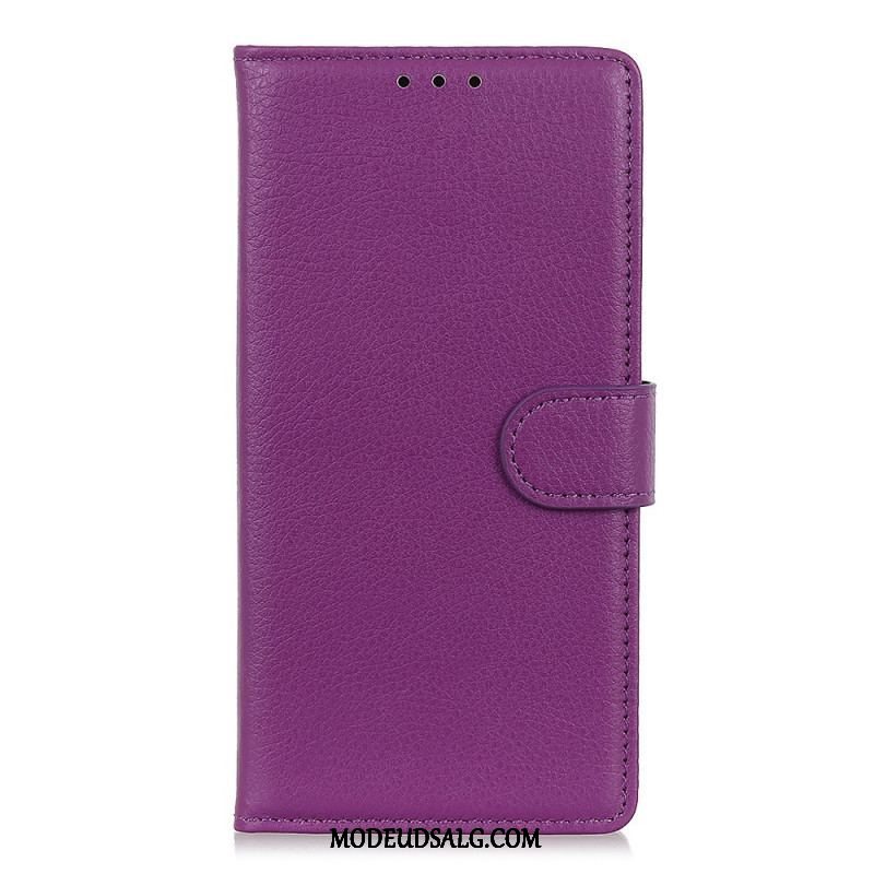 Flip Cover Samsung Galaxy S22 5G Traditionelt Litchi Læder