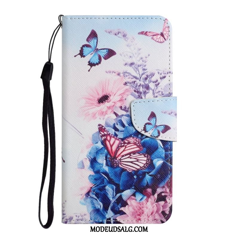 Flip Cover Samsung Galaxy S22 Plus 5G Buket Af Blomster Og Sommerfugle