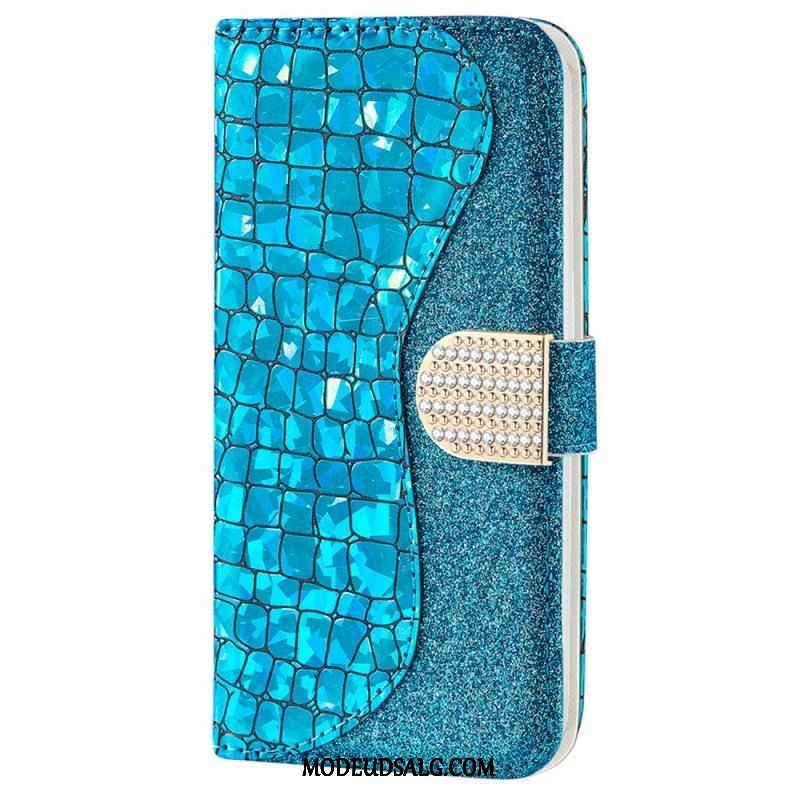 Flip Cover Samsung Galaxy S22 Plus 5G Krokodille Diamanter