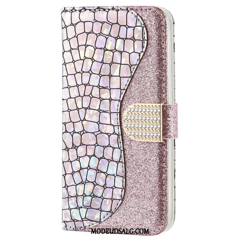 Flip Cover Samsung Galaxy S22 Plus 5G Krokodille Diamanter