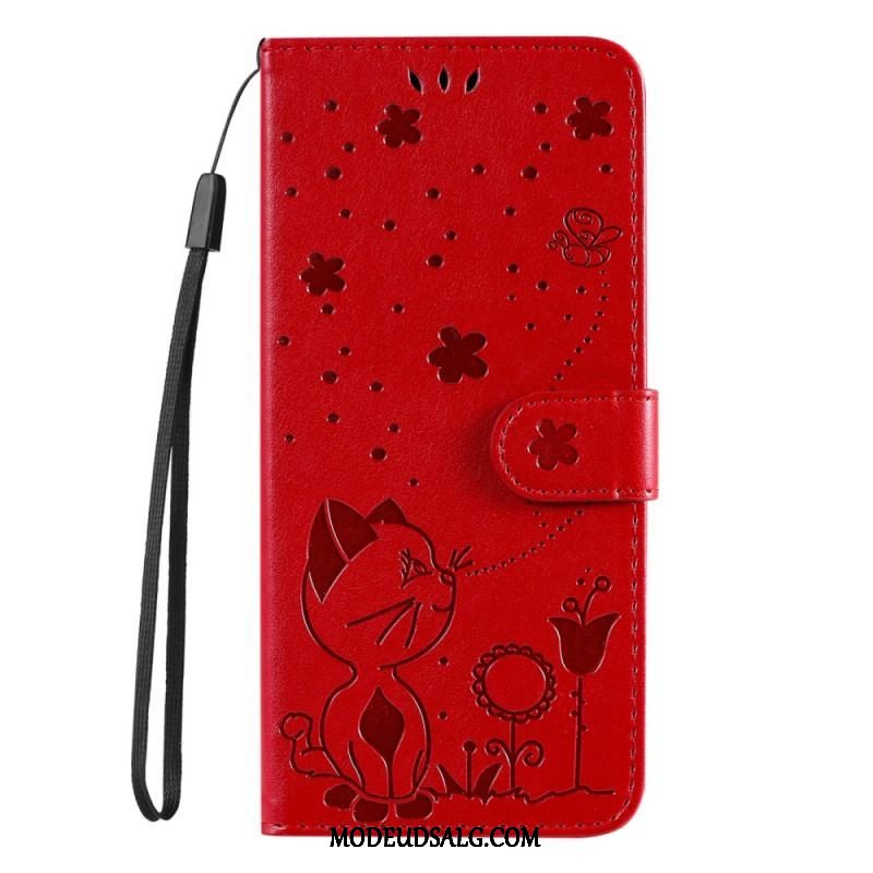 Flip Cover Samsung Galaxy S22 Plus 5G Med Snor Kat Og Bi Med Snor