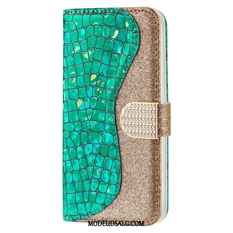 Flip Cover Samsung Galaxy S22 Ultra 5G Krokodille Diamanter