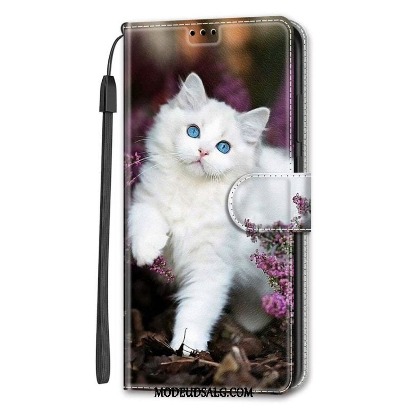 Flip Cover Samsung Galaxy S22 Ultra 5G Med Snor Thong Cat Fan