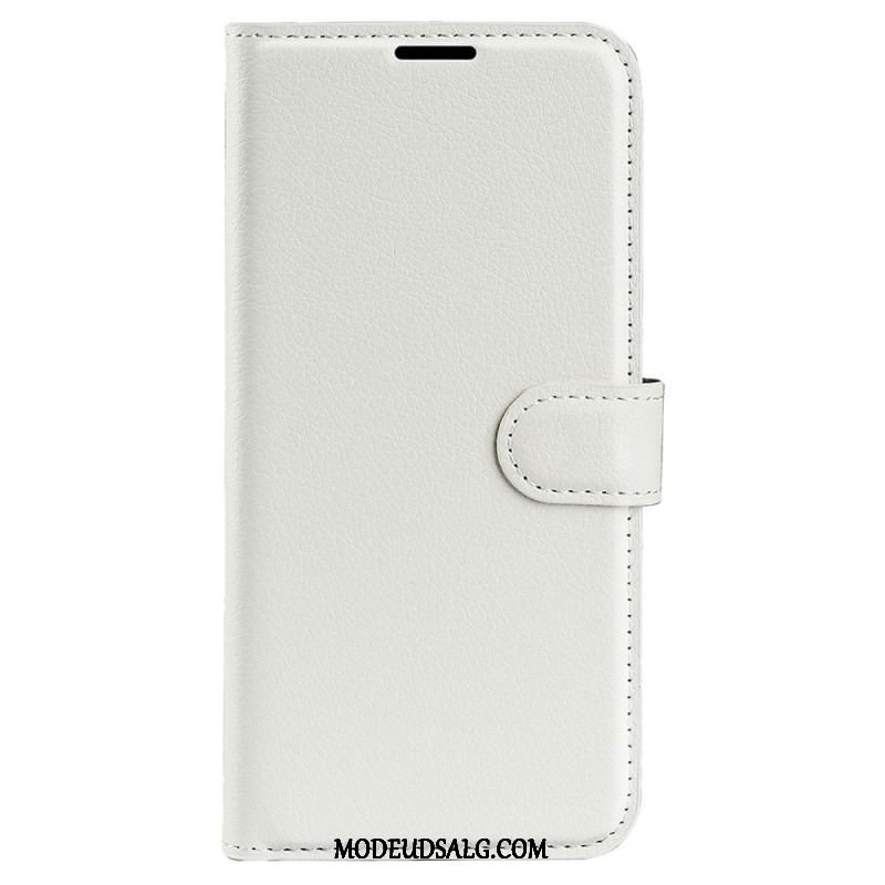 Flip Cover Samsung Galaxy S23 5G Klassisk Litchi-lædereffekt