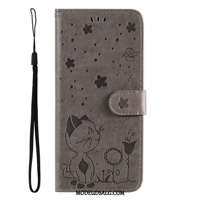 Flip Cover Samsung Galaxy S23 5G Med Snor Strappy Kat Og Bier