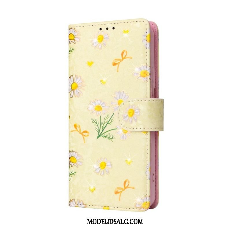 Flip Cover Samsung Galaxy S23 5G Rfid-blomster Med Snor