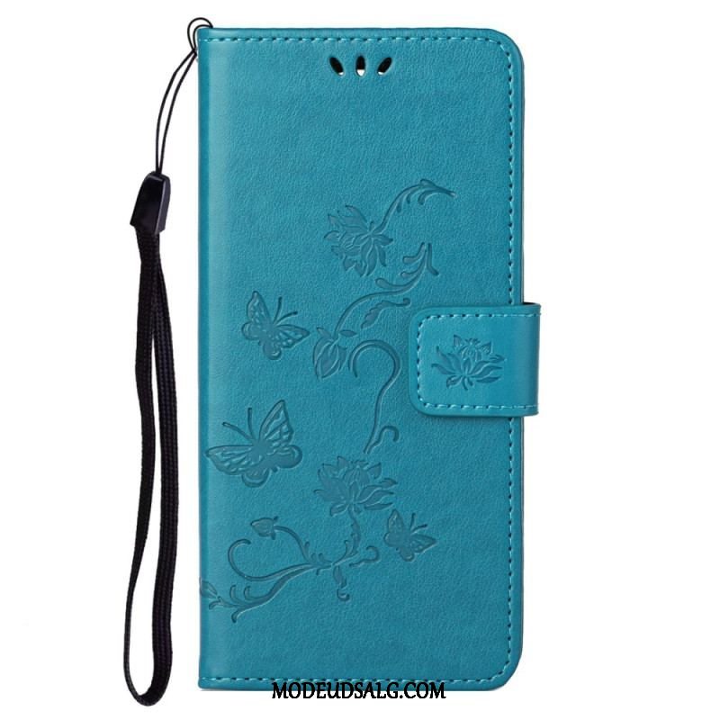 Flip Cover Samsung Galaxy S23 5G Sommerfugle Og Blomster