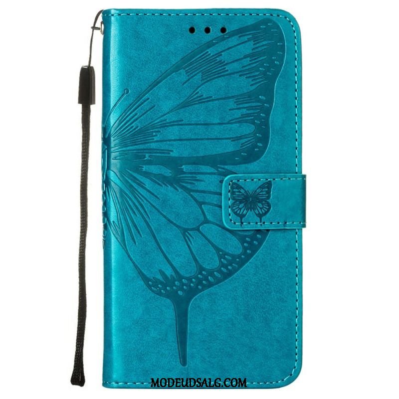 Flip Cover Samsung Galaxy S23 5G Sommerfugledesign Med Snor