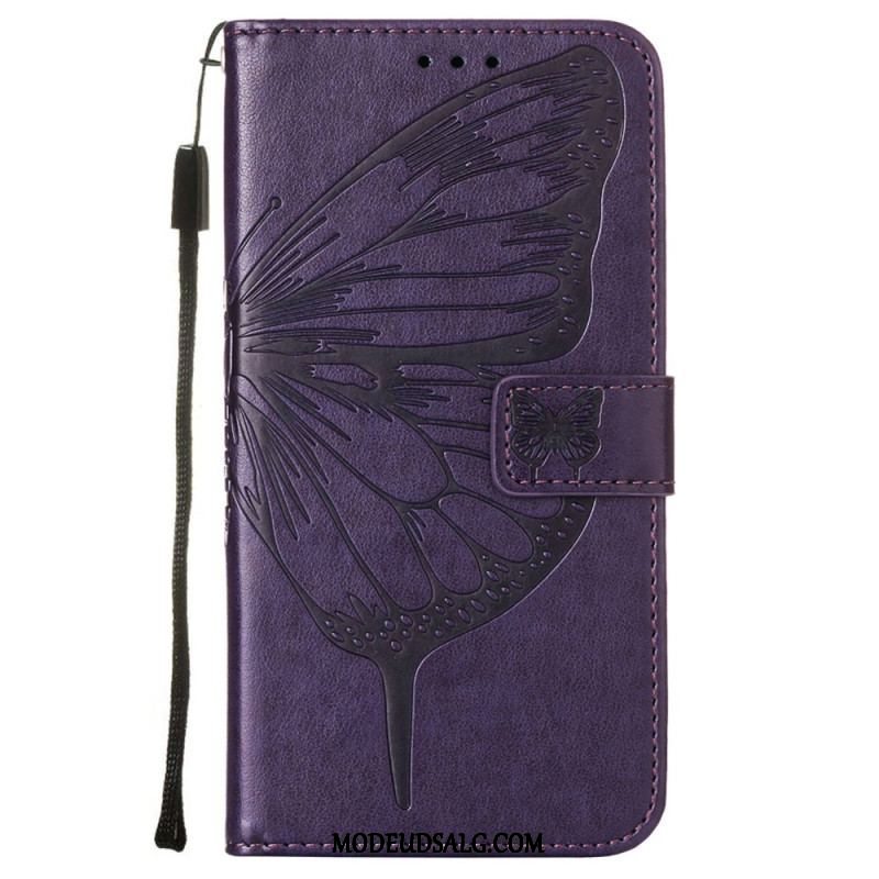 Flip Cover Samsung Galaxy S23 5G Sommerfugledesign Med Snor