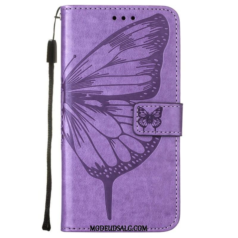 Flip Cover Samsung Galaxy S23 5G Sommerfugledesign Med Snor