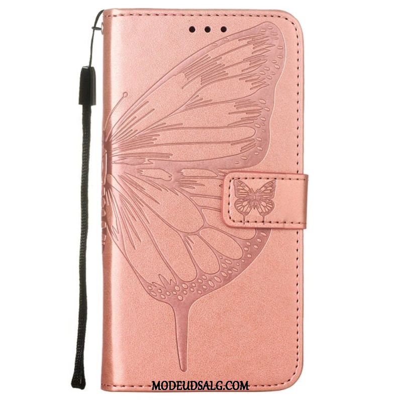 Flip Cover Samsung Galaxy S23 5G Sommerfugledesign Med Snor