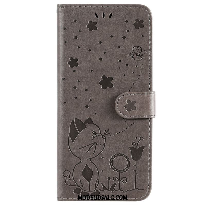 Flip Cover Samsung Galaxy S23 Ultra 5G Med Snor Strappy Kat Og Bier