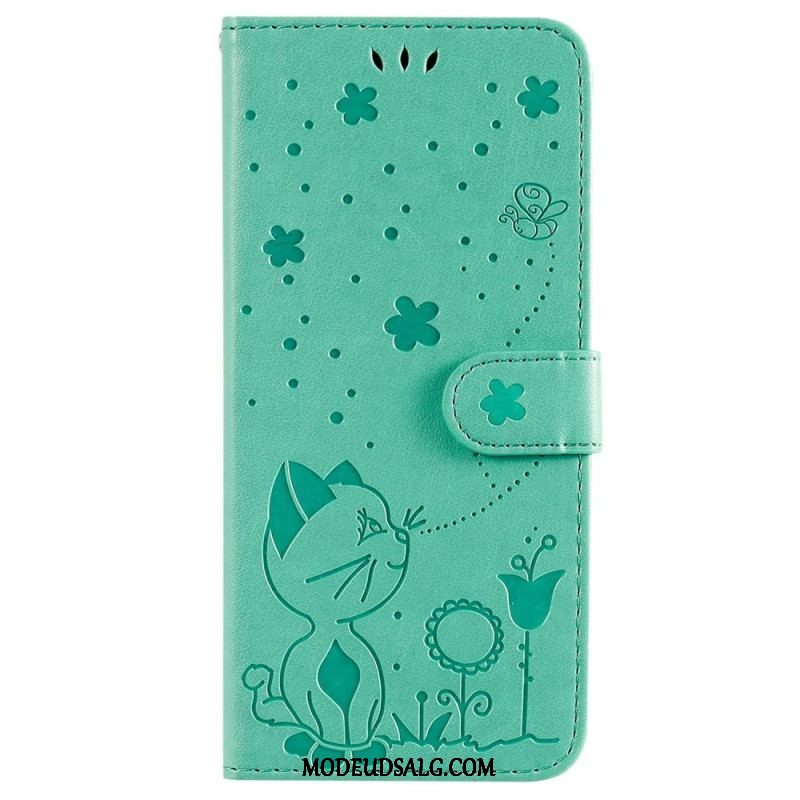 Flip Cover Samsung Galaxy S23 Ultra 5G Med Snor Strappy Kat Og Bier