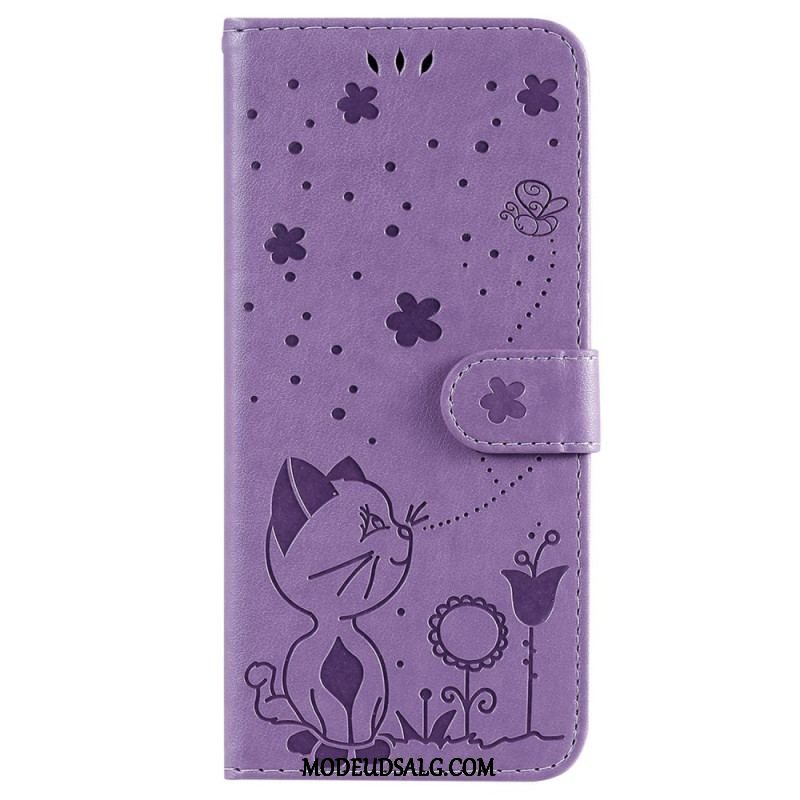 Flip Cover Samsung Galaxy S23 Ultra 5G Med Snor Strappy Kat Og Bier