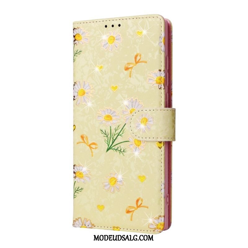 Flip Cover Samsung Galaxy S23 Ultra 5G Rfid-blomster Med Snor