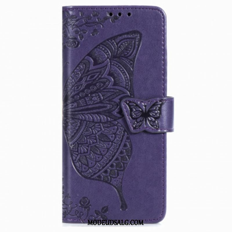 Flip Cover Samsung Galaxy Z Fold 3 5G Sommerfugledesign Med Snor