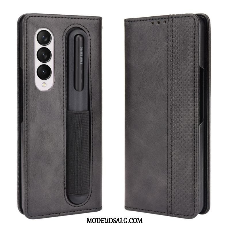 Flip Cover Samsung Galaxy Z Fold 3 5G Stiliseret Stylus Holder I Lædereffekt